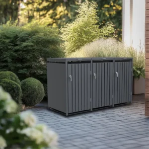 Wheelie Bin Shelter Premium – 3 Bay – Grey
