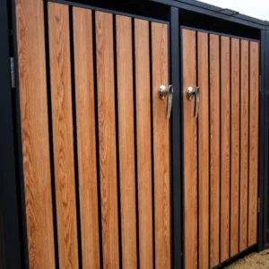 Wheelie Bin Shelter Premium – 3 Bay – Wood Effect Metal Slats - Image 5