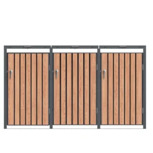 Wheelie Bin Shelter Premium – 3 Bay – Wood Effect Metal Slats - Image 10