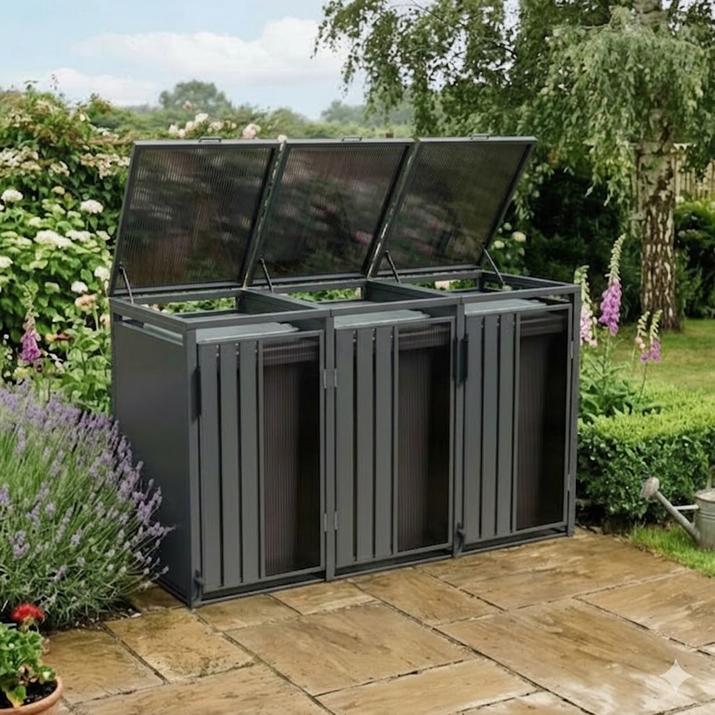 Opaque 3 Bay Premium Bin Shelter