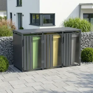 Opaque 3 Bay Premium Bin Shelter - Image 4