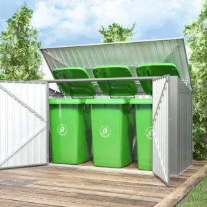 Metal Wheelie Bin Storage – 3 Bay – Durable and Spacious with Hydraulic Arms for Easy Access