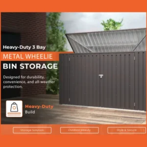 Metal Wheelie Bin Storage – 3 Bay – Durable and Spacious with Hydraulic Arms for Easy Access - Image 7