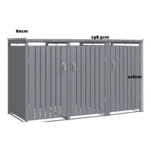 Wheelie Bin Shelter Premium – 3 Bay – Grey - Image 23
