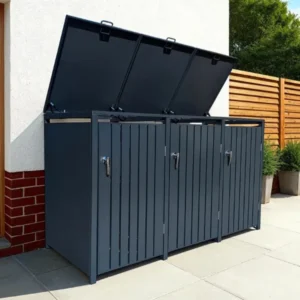 Wheelie Bin Shelter Premium – 3 Bay – Grey - Image 10