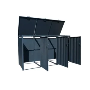 Wheelie Bin Shelter Premium – 3 Bay – Grey - Image 16