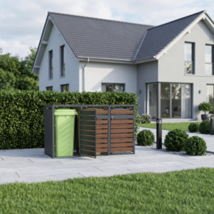 Wheelie Bin Shelter Premium – 3 Bay – Wood Effect Metal Slats – Horizontal Slats - Image 24