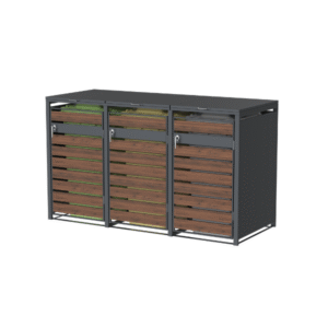 Wheelie Bin Shelter Premium – 3 Bay – Wood Effect Metal Slats – Horizontal Slats - Image 26
