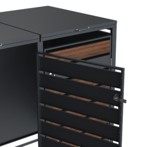Wheelie Bin Shelter Premium – 3 Bay – Wood Effect Metal Slats – Horizontal Slats - Image 5