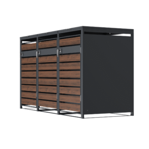 Wheelie Bin Shelter Premium – 3 Bay – Wood Effect Metal Slats – Horizontal Slats - Image 17