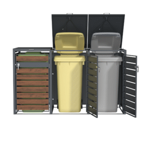 Wheelie Bin Shelter Premium – 3 Bay – Wood Effect Metal Slats – Horizontal Slats - Image 19
