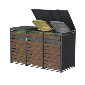 Wheelie Bin Shelter Premium – 3 Bay – Wood Effect Metal Slats – Horizontal Slats - Image 20