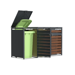 Wheelie Bin Shelter Premium – 3 Bay – Wood Effect Metal Slats – Horizontal Slats - Image 21