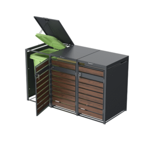 Wheelie Bin Shelter Premium – 3 Bay – Wood Effect Metal Slats – Horizontal Slats - Image 22