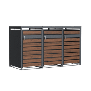 Wheelie Bin Shelter Premium – 3 Bay – Wood Effect Metal Slats – Horizontal Slats - Image 15