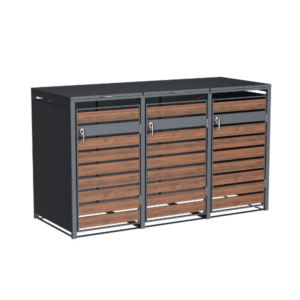 Wheelie Bin Shelter Premium – 3 Bay – Wood Effect Metal Slats – Horizontal Slats - Image 16